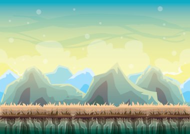 çizgi film vektör doğa manzara arka plan ile oyun sanat ve animasyon için ayrı katmanlar