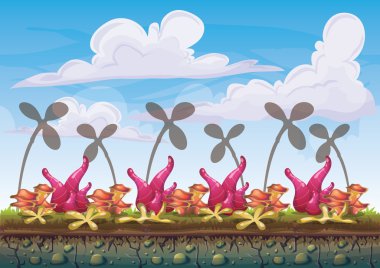 çizgi film vektör doğa manzara arka plan ile oyun sanat ve animasyon için ayrı katmanlar