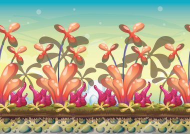 çizgi film vektör doğa manzara arka plan ile oyun sanat ve animasyon için ayrı katmanlar