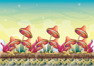 çizgi film vektör doğa manzara arka plan ile oyun sanat ve animasyon için ayrı katmanlar