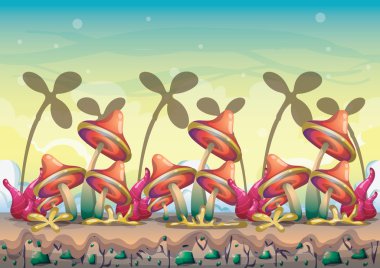 çizgi film vektör doğa manzara arka plan ile oyun sanat ve animasyon için ayrı katmanlar