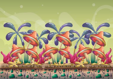 çizgi film vektör doğa manzara arka plan ile oyun sanat ve animasyon için ayrı katmanlar