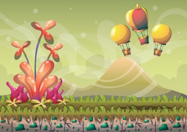 çizgi film vektör doğa manzara arka plan ile oyun sanat ve animasyon için ayrı katmanlar