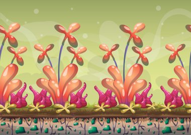 çizgi film vektör doğa manzara arka plan ile oyun sanat ve animasyon için ayrı katmanlar