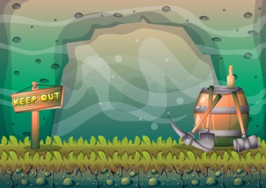 çizgi film vektör mağara oyunu ve animasyon için ayrı katmanları ile