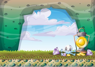 çizgi film vektör mağara oyunu ve animasyon için ayrı katmanları ile