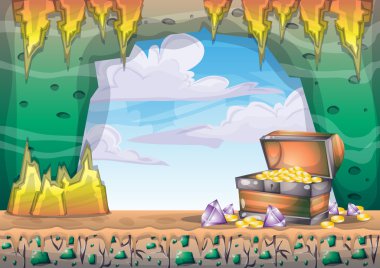 çizgi film vektör mağara oyunu ve animasyon için ayrı katmanları ile