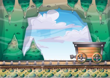 çizgi film vektör mağara oyunu ve animasyon için ayrı katmanları ile