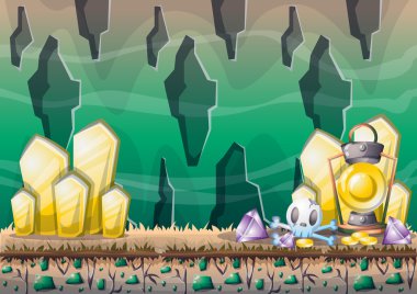 çizgi film vektör mağara oyunu ve animasyon için ayrı katmanları ile