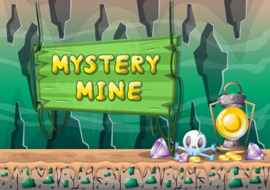 çizgi film vektör mağara oyunu ve animasyon için ayrı katmanları ile