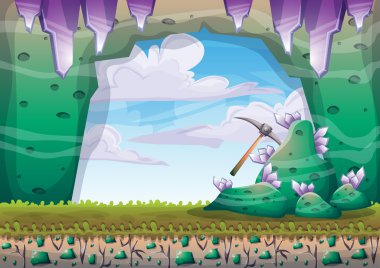 çizgi film vektör mağara oyunu ve animasyon için ayrı katmanları ile