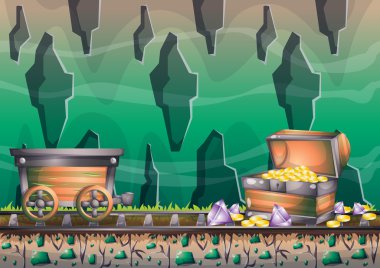 çizgi film vektör mağara oyunu ve animasyon için ayrı katmanları ile