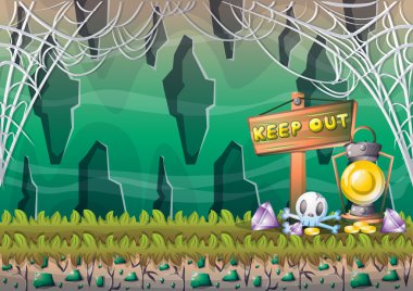 çizgi film vektör mağara oyunu ve animasyon için ayrı katmanları ile