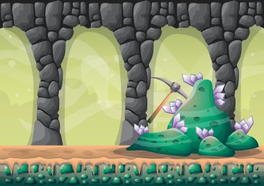 çizgi film vektör mağara oyunu ve animasyon için ayrı katmanları ile