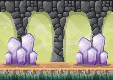 çizgi film vektör mağara oyunu ve animasyon için ayrı katmanları ile