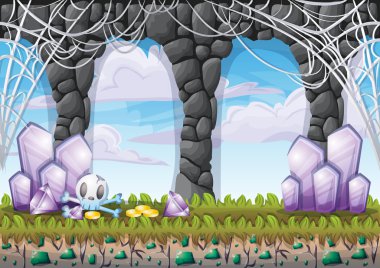 çizgi film vektör mağara oyunu ve animasyon için ayrı katmanları ile