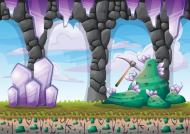 çizgi film vektör mağara oyunu ve animasyon için ayrı katmanları ile