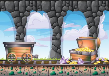 çizgi film vektör mağara oyunu ve animasyon için ayrı katmanları ile