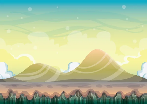 分离层为游戏艺术和动画卡通矢量自然风景背景 — 图库矢量图片
