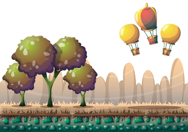 Cartoon vector natuur landschap achtergrond met gescheiden lagen voor game art en animatie — Stockvector