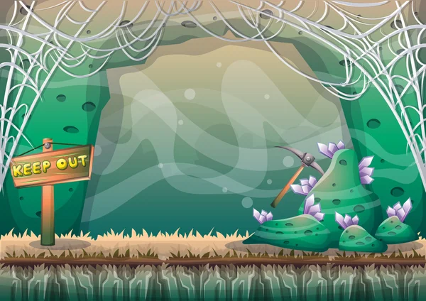 Cartoon vector cave with separated layers for game and animation — Stockový vektor