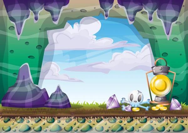 çizgi film vektör mağara oyunu ve animasyon için ayrı katmanları ile