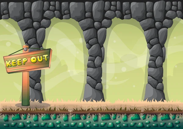 Cartoon vector cave with separated layers for game and animation — Stockový vektor