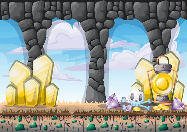 Cartoon vector cave with separated layers for game and animation — Stockový vektor