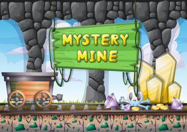 çizgi film vektör mağara oyunu ve animasyon için ayrı katmanları ile