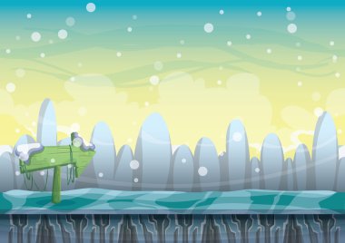 oyun ve animasyon oyun için ayrı katmanları ile karikatür vektör kar manzara arka plan