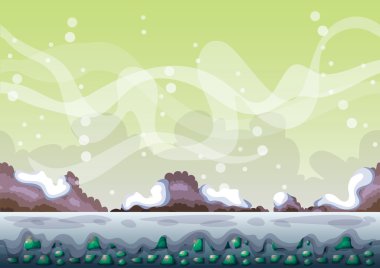 oyun ve animasyon oyun için ayrı katmanları ile karikatür vektör kar manzara arka plan