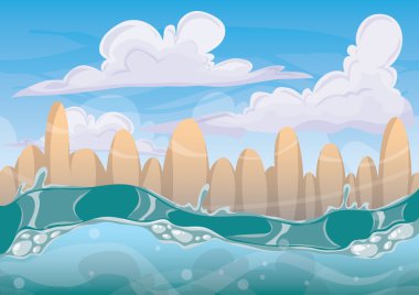 oyun resim ve animasyon oyun için ayrı katmanları ile karikatür vektör deniz arka plan