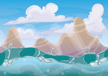 oyun resim ve animasyon oyun için ayrı katmanları ile karikatür vektör deniz arka plan