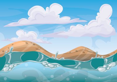 oyun resim ve animasyon oyun için ayrı katmanları ile karikatür vektör deniz arka plan