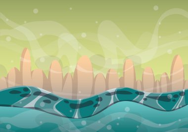 oyun resim ve animasyon oyun için ayrı katmanları ile karikatür vektör deniz arka plan