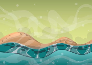 oyun resim ve animasyon oyun için ayrı katmanları ile karikatür vektör deniz arka plan