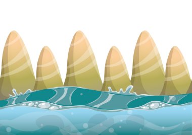 oyun resim ve animasyon oyun için ayrı katmanları ile karikatür vektör deniz arka plan