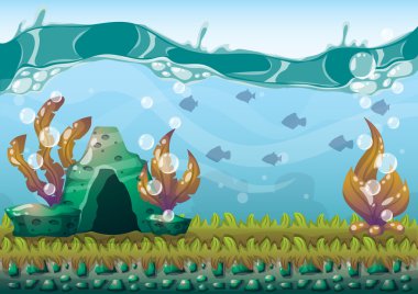 çizgi film oyun sanat ve animasyon için ayrı katmanları ile vektör sualtı arka plan