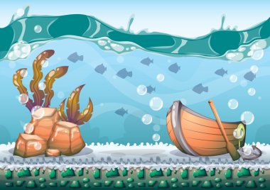 çizgi film oyun sanat ve animasyon için ayrı katmanları ile vektör sualtı arka plan