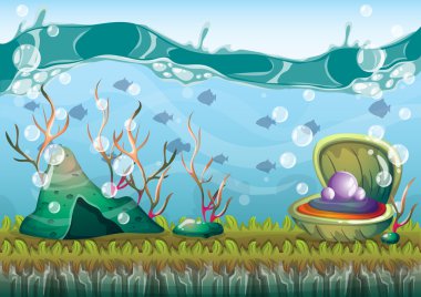 çizgi film oyun sanat ve animasyon için ayrı katmanları ile vektör sualtı arka plan