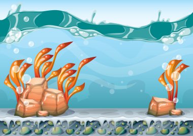 çizgi film oyun sanat ve animasyon için ayrı katmanları ile vektör sualtı arka plan