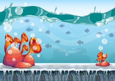 çizgi film oyun sanat ve animasyon için ayrı katmanları ile vektör sualtı arka plan