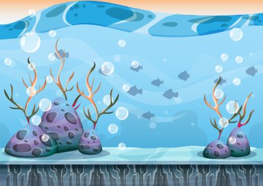 çizgi film oyun sanat ve animasyon için ayrı katmanları ile vektör sualtı arka plan