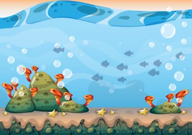 çizgi film oyun sanat ve animasyon için ayrı katmanları ile vektör sualtı arka plan