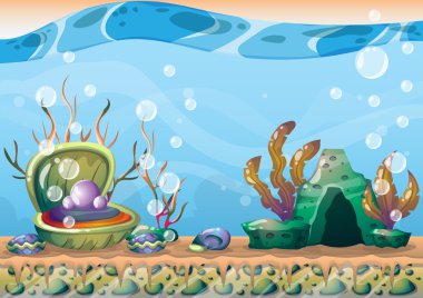 çizgi film oyun sanat ve animasyon için ayrı katmanları ile vektör sualtı arka plan