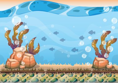 çizgi film oyun sanat ve animasyon için ayrı katmanları ile vektör sualtı arka plan