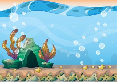 çizgi film oyun sanat ve animasyon için ayrı katmanları ile vektör sualtı arka plan