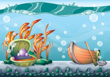 çizgi film oyun sanat ve animasyon için ayrı katmanları ile vektör sualtı arka plan