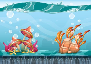 çizgi film oyun sanat ve animasyon için ayrı katmanları ile vektör sualtı arka plan