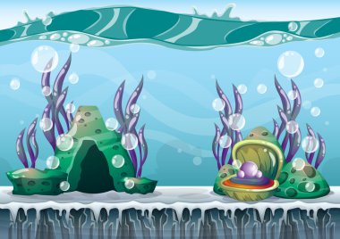 çizgi film oyun sanat ve animasyon için ayrı katmanları ile vektör sualtı arka plan